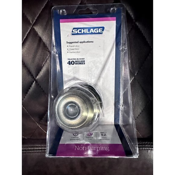 SCHLAGE NON TURNING DOOR KNOB - NEW IN PACKAGE - ANTIQUE‎ FINISH - Picture 1 of 2